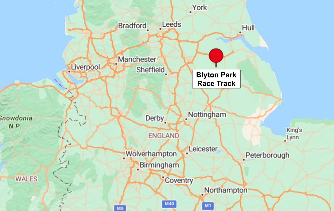 Map of area around Blyton Park