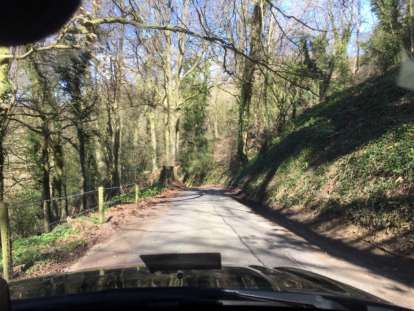 Road descent and left-hand bend